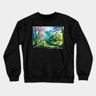 Gorgeous Spring River with Colorful Trees Crewneck Sweatshirt